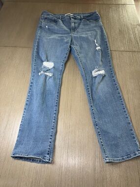 Levi's Light Blue Distressed Straight Leg Jeans